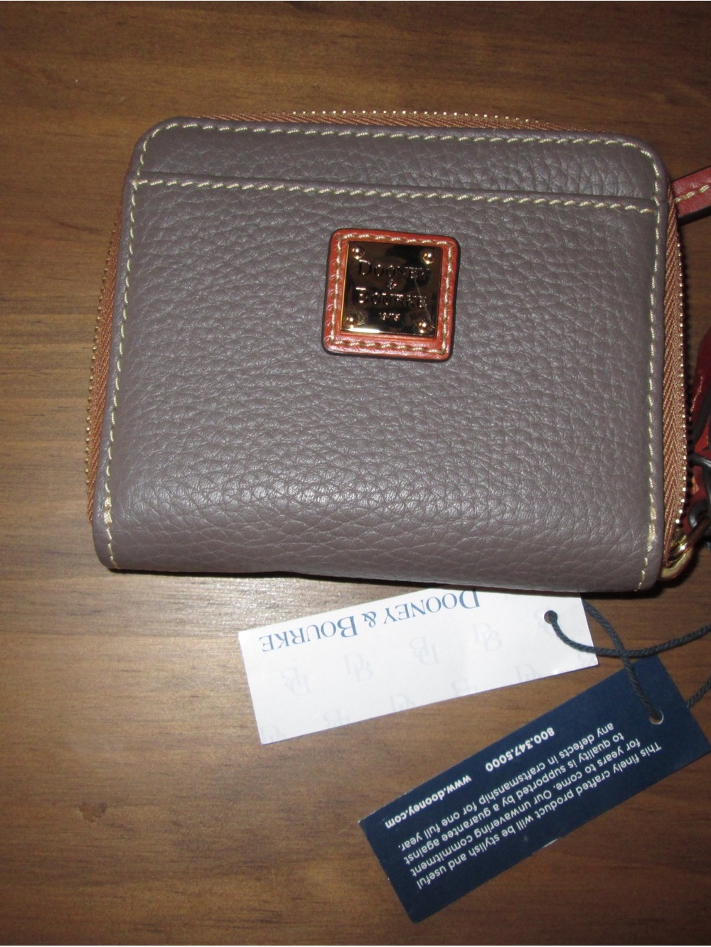 Dooney & Bourke Pebbled Leather Zip Wallet - Elephant